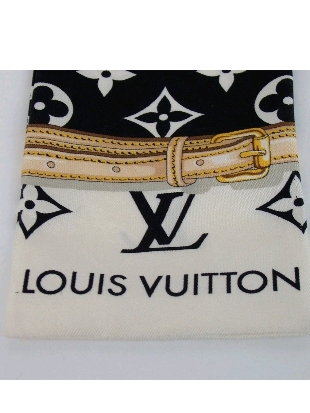 Louis Vuitton Black & White Monogram Silk Twilly Scarf - Picture 13 of 15